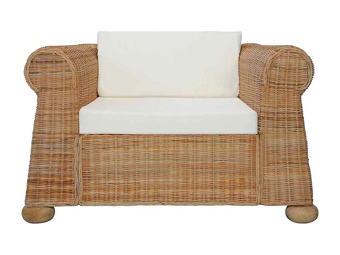 Ensemble de canapés avec coussins 2 pcs rotin naturel