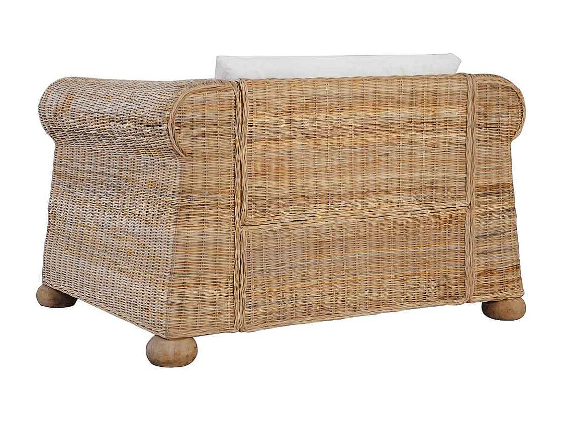 Ensemble de canapés avec coussins 2 pcs rotin naturel