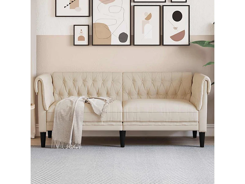 Divano Chesterfield a 2 Posti in Lino