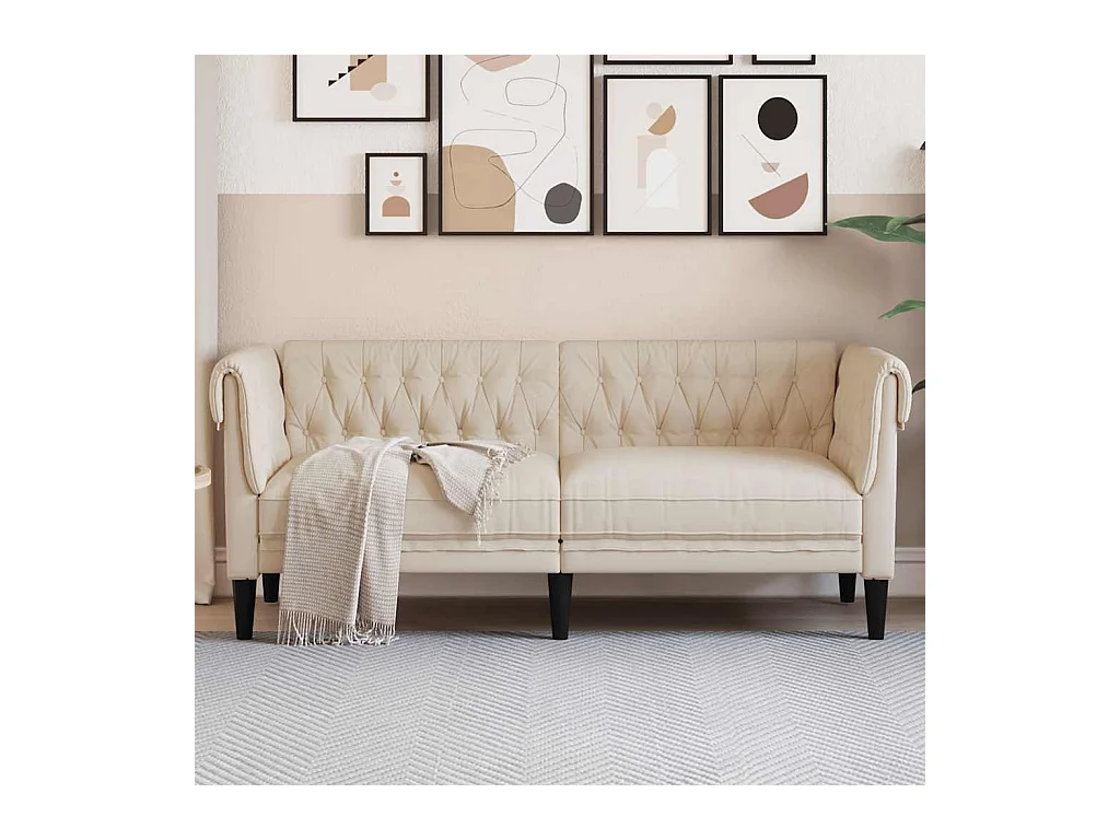 Canapé Chesterfield 2 places lin