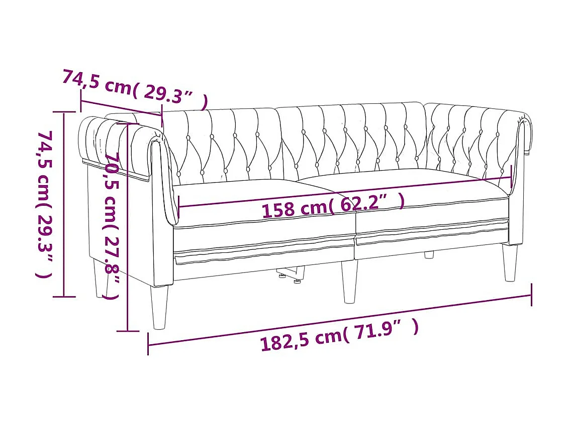 2-Sitzer-Sofa Chesterfield Leinen
