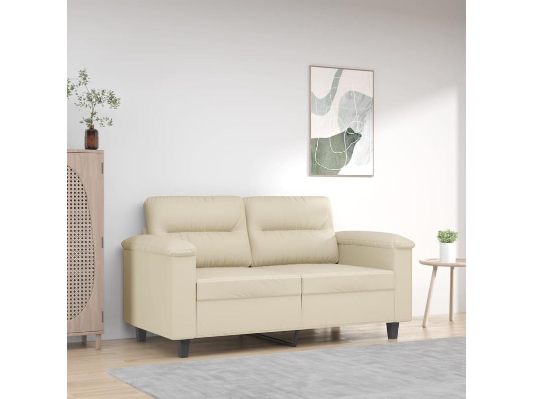 Sofá de 2 lugares 120 cm couro artificial cor creme