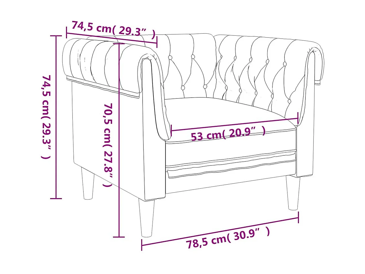 Sillón Chesterfield de tela verde oscuro
