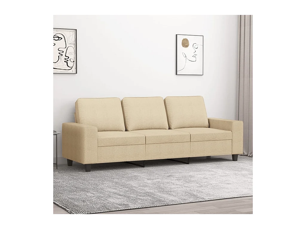 Canapé à 3 places Crème 180 cm Tissu