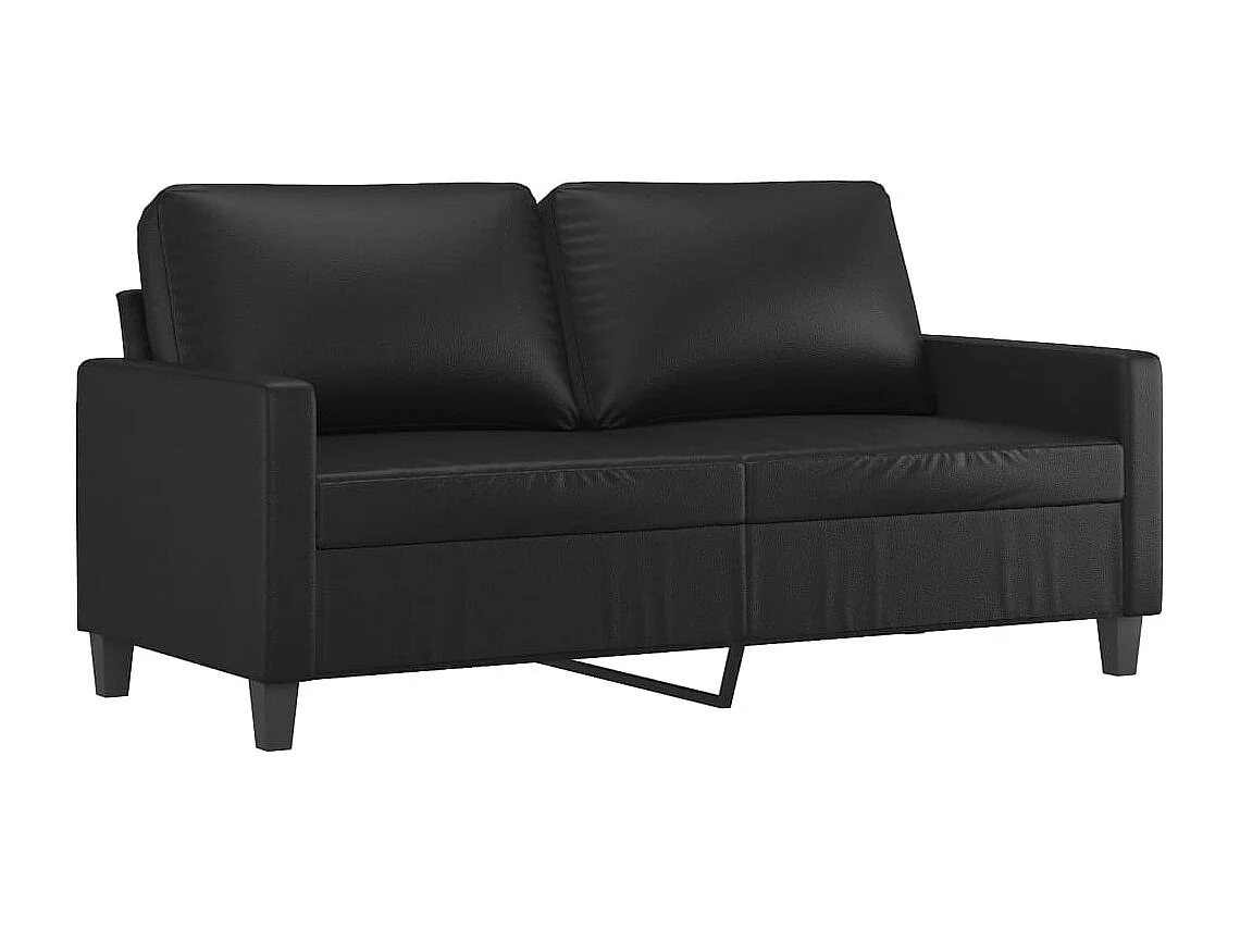 Set di Divani 2 pz con Cuscini Nero in Similpelle