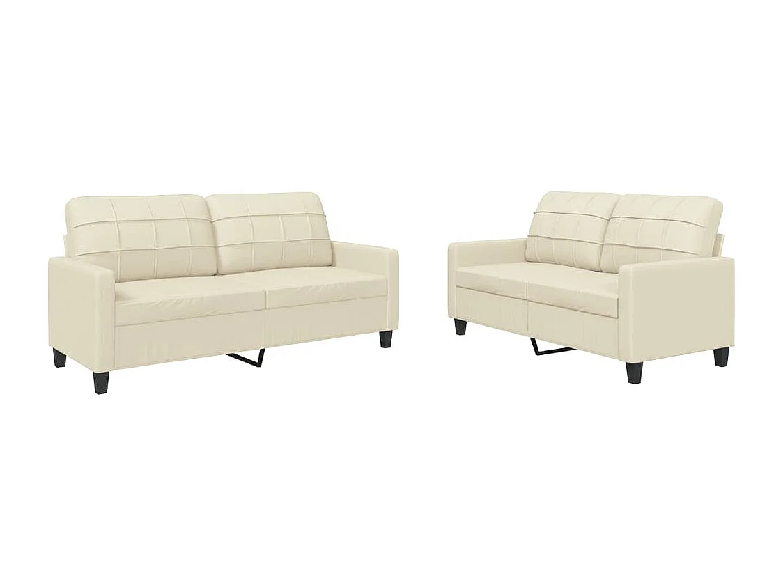 2-delige Loungeset met kussens kunstleer crème