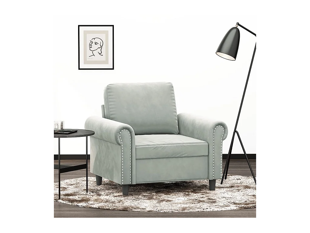 Fauteuil Gris clair 60 cm Velours