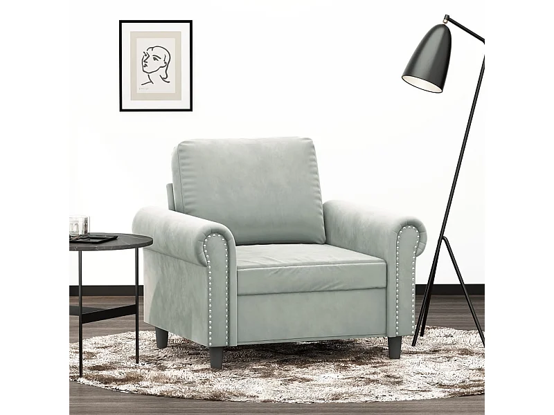 Fauteuil Gris clair 60 cm Velours