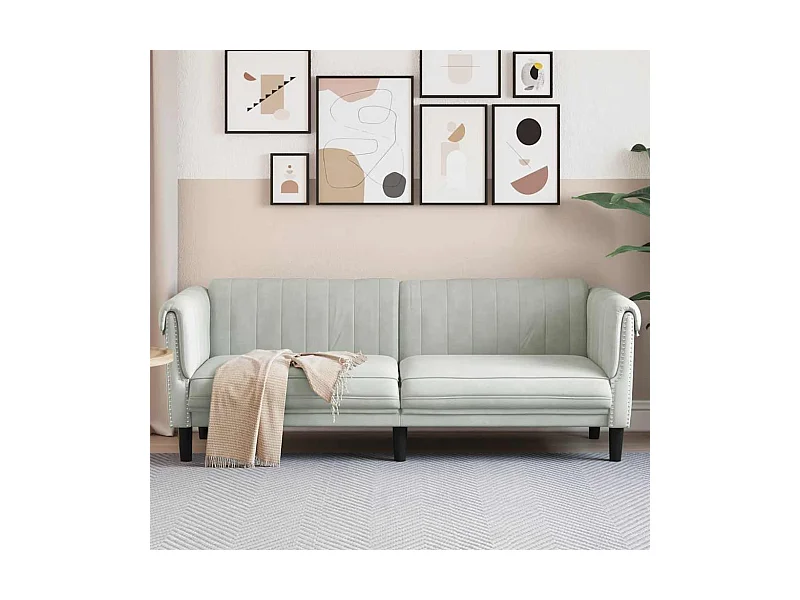 Sofa 3-Sitzer Hellgrau Samt