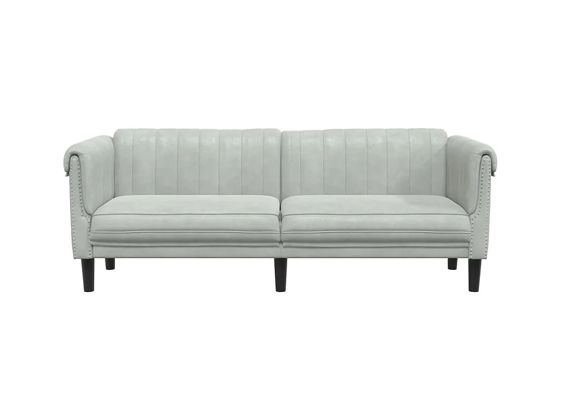 Sofa 3-Sitzer Hellgrau Samt