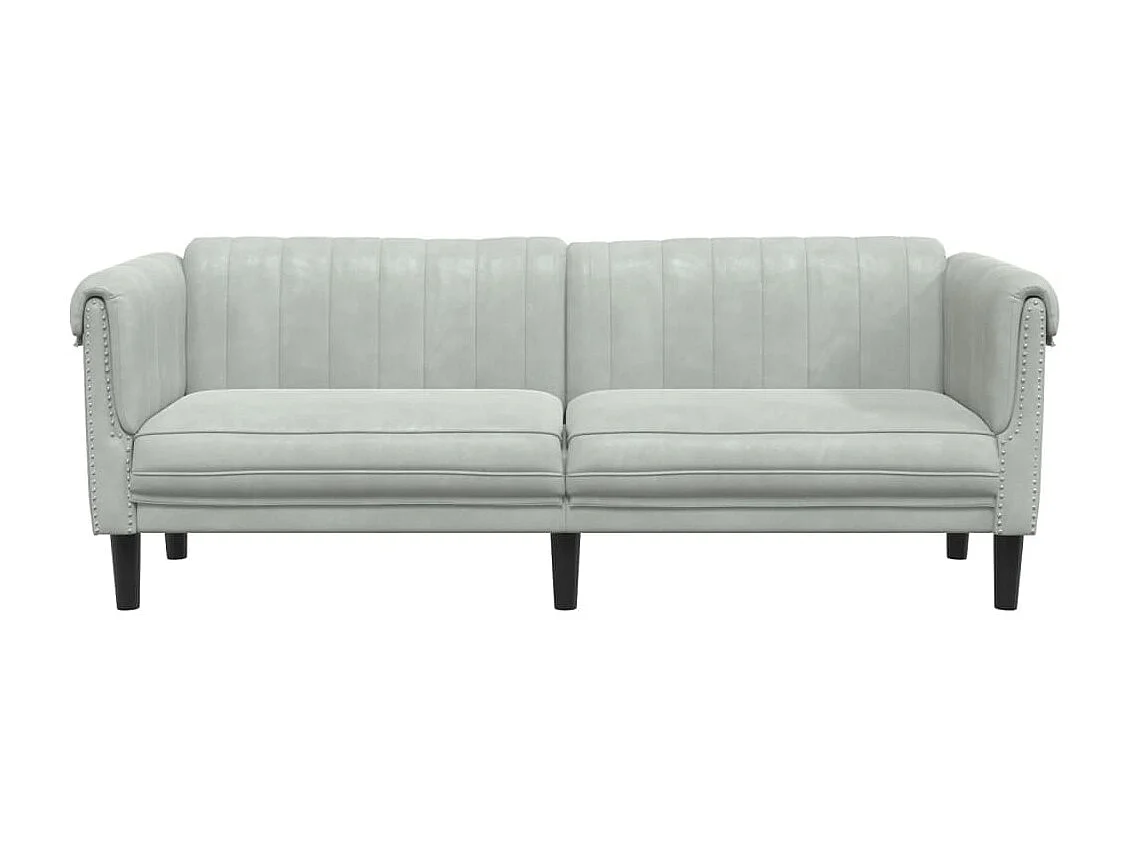 Sofa 3-Sitzer Hellgrau Samt