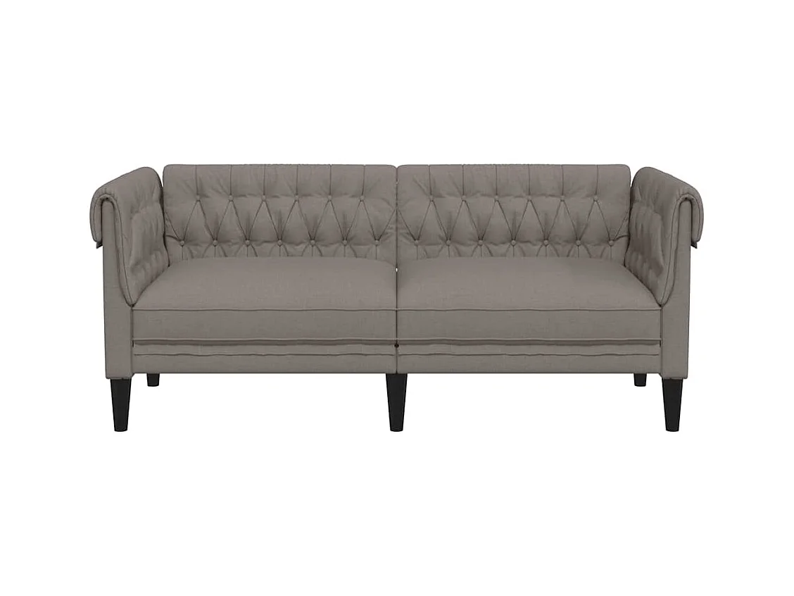 Chesterfield-Sofa 2-Sitzer Taupe Stoff