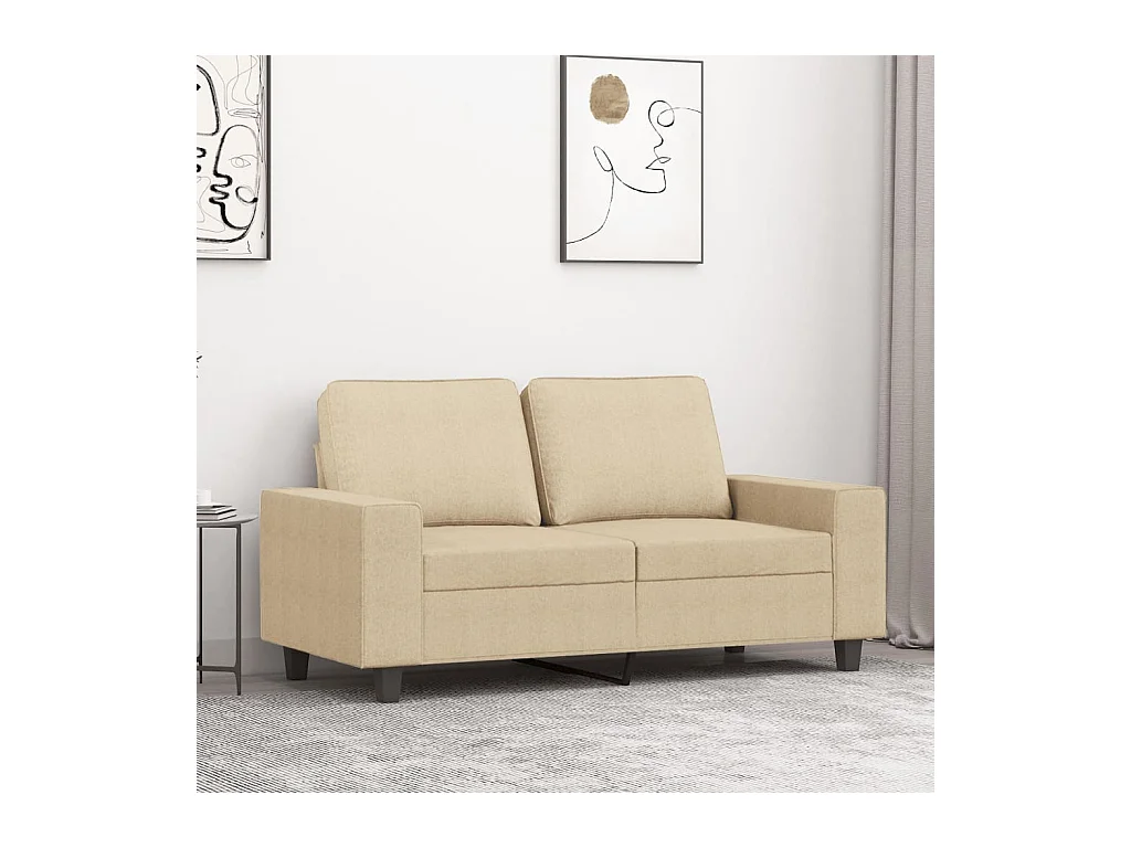 Canapé à 2 places Crème 120 cm Tissu