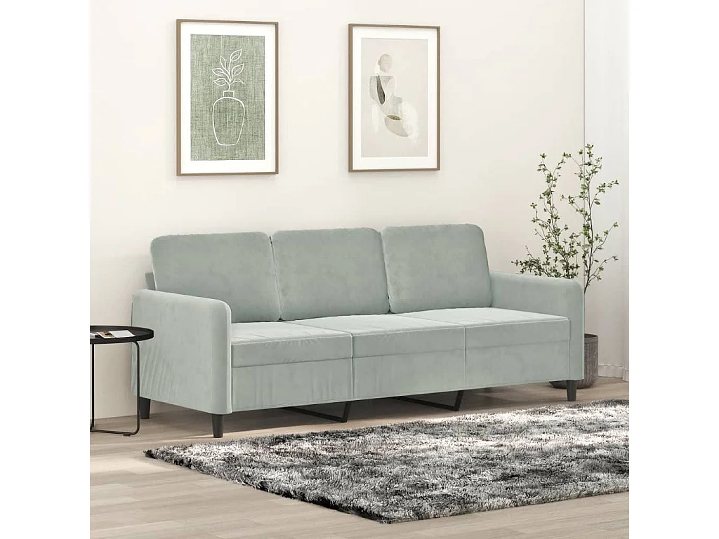 3-Sitzer-Sofa Hellgrau 180 cm Samt