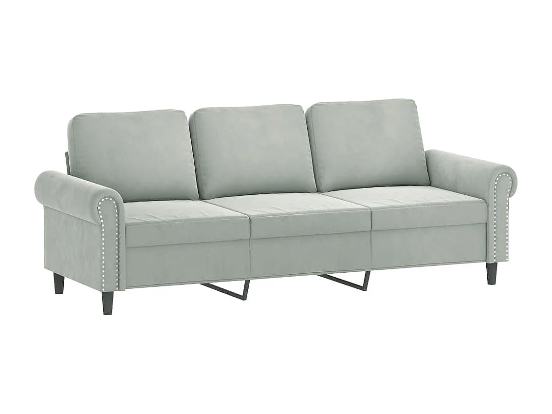 3-delige Loungeset met kussens fluweel lichtgrijs