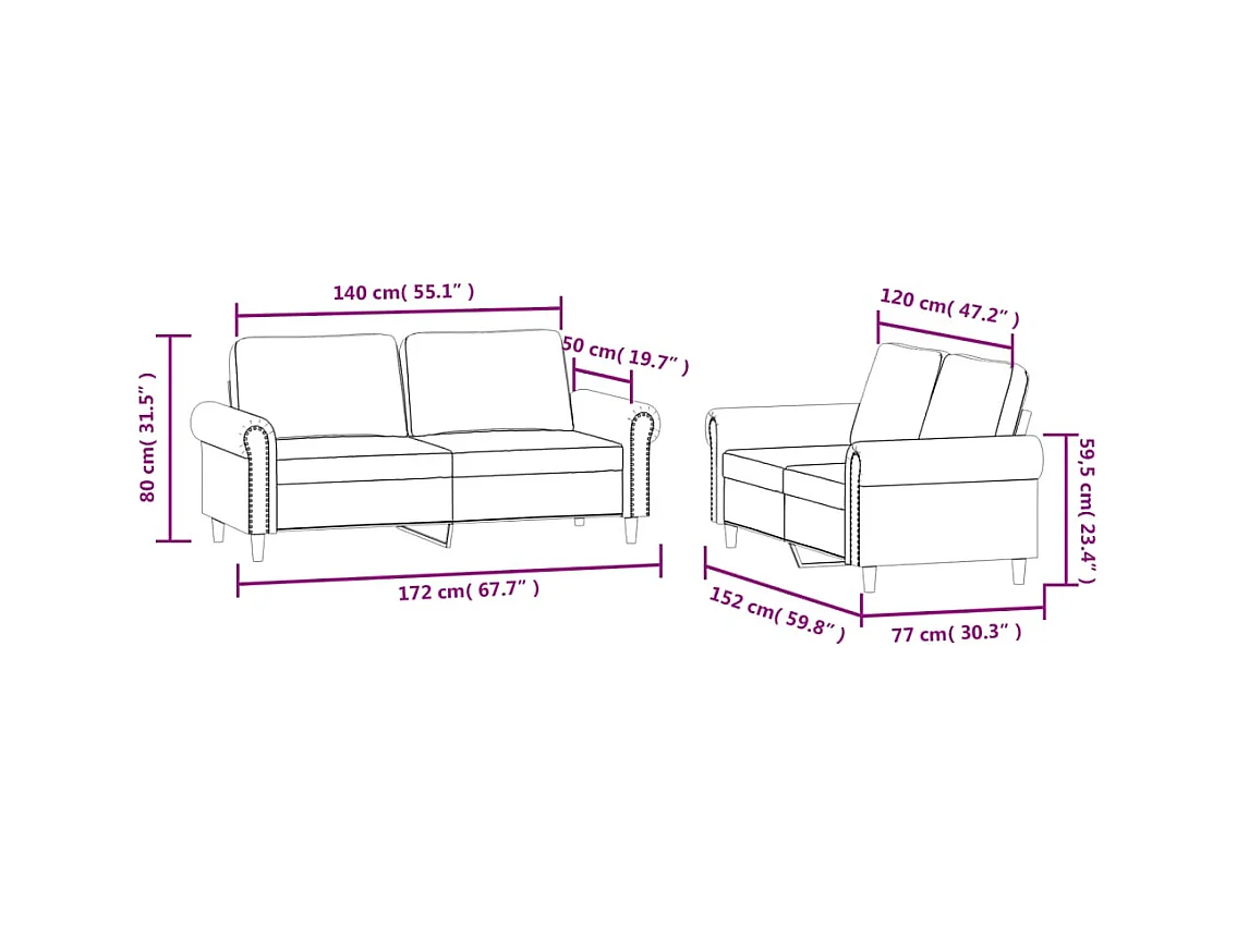 2-tlg. Sofagarnitur mit Kissen Dunkelgrün Samt