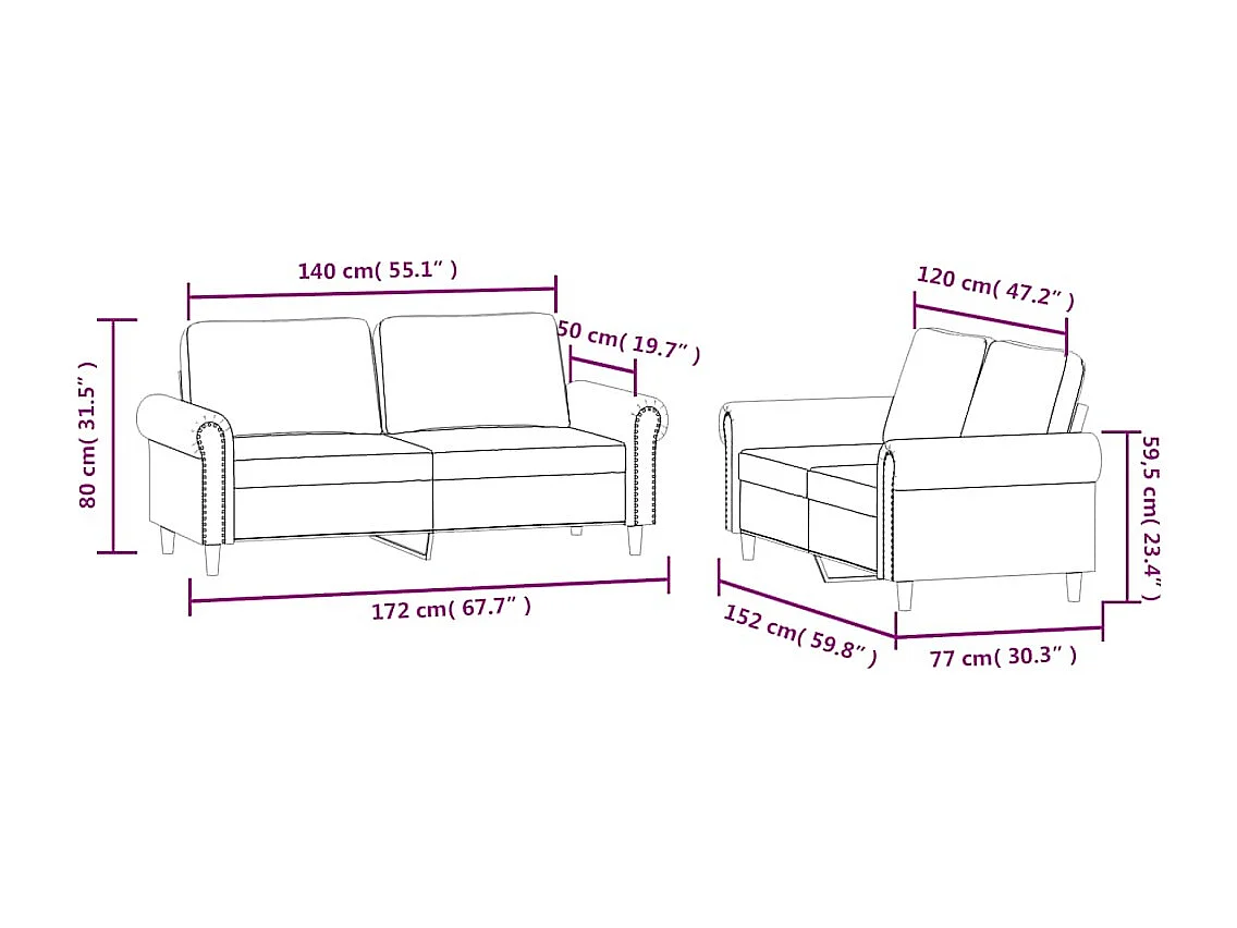 Ensemble de canapés 2 pcs avec coussins Vert foncé Velours