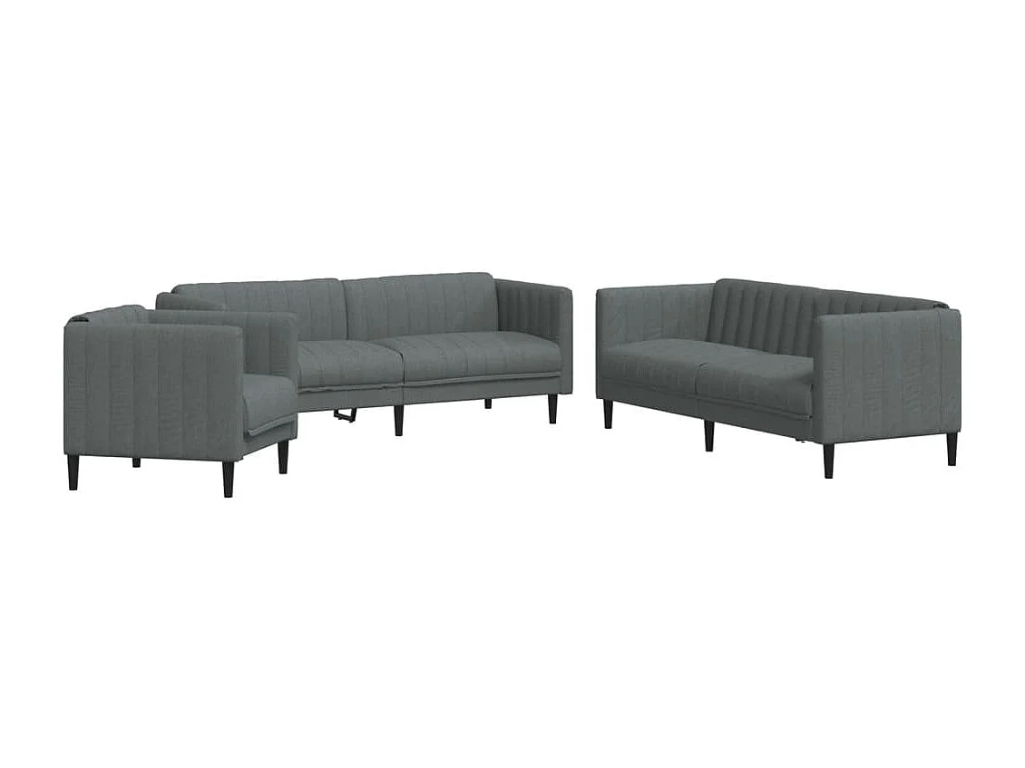 Ensemble de canapés 3 pcs gris foncé tissu