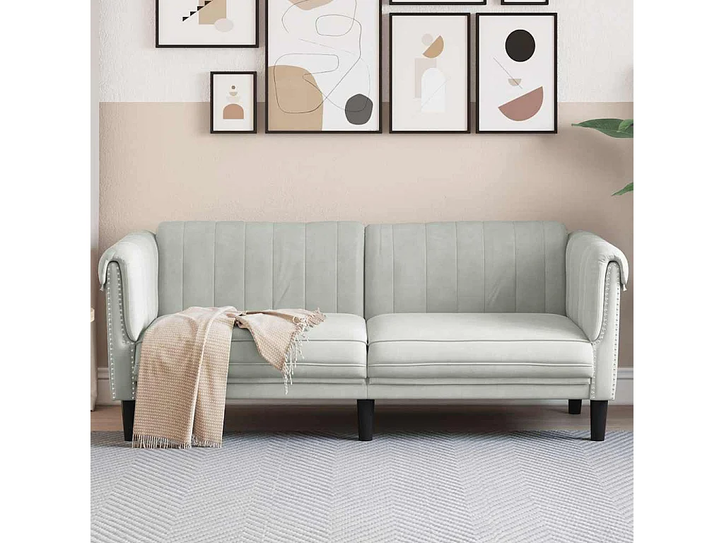 Sofá de 2 lugares veludo cinzento-claro