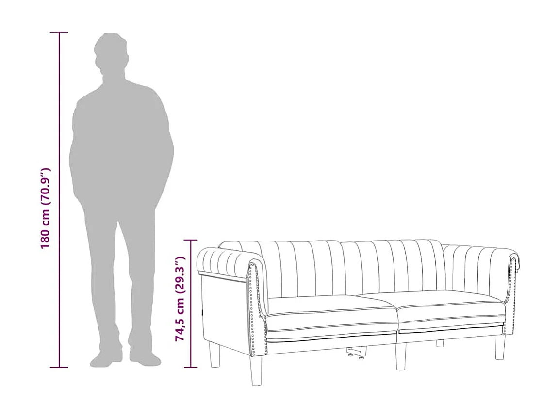 Sofa 2-Sitzer Hellgrau Samt