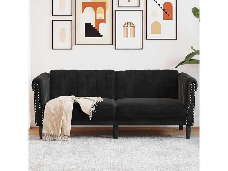 Sofa 2-Sitzer Schwarz Samt