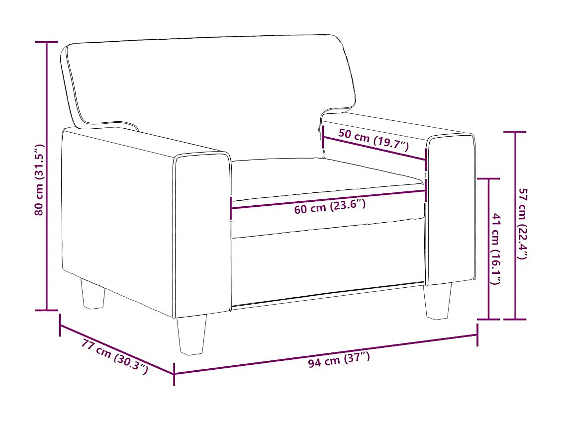 Fauteuil Crème 60 cm Similicuir