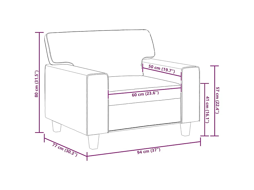 Fauteuil Crème 60 cm Similicuir