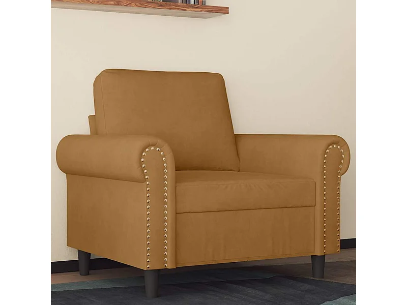 Poltrona 60 cm veludo castanho