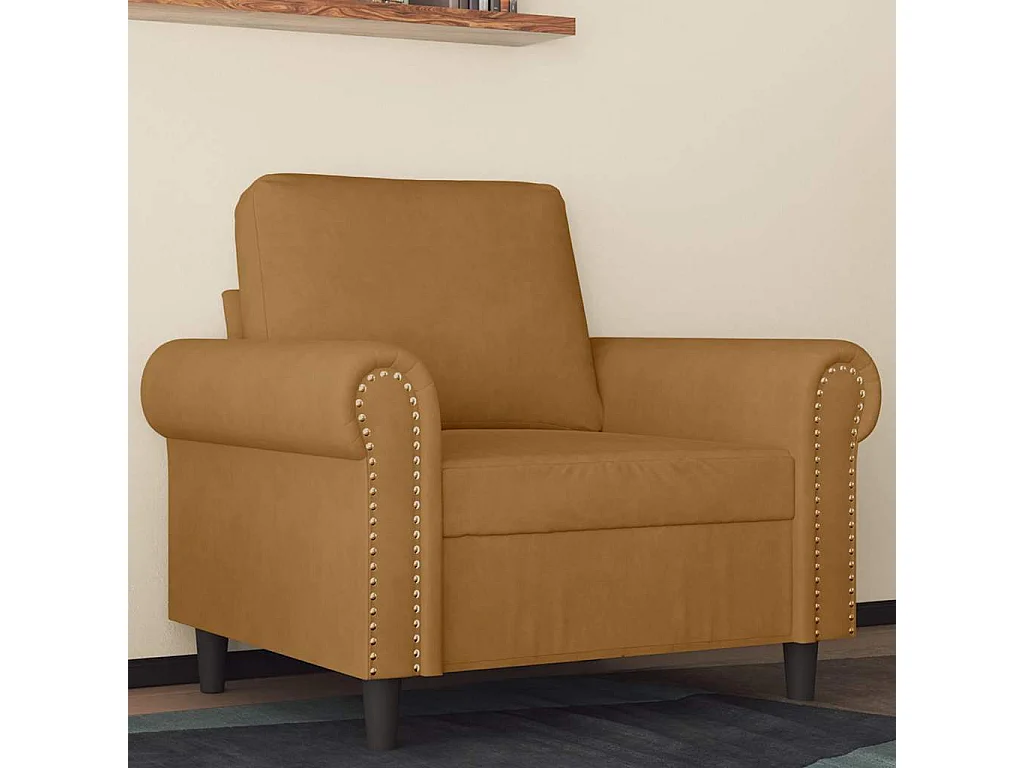 Fauteuil Marron 60 cm Velours