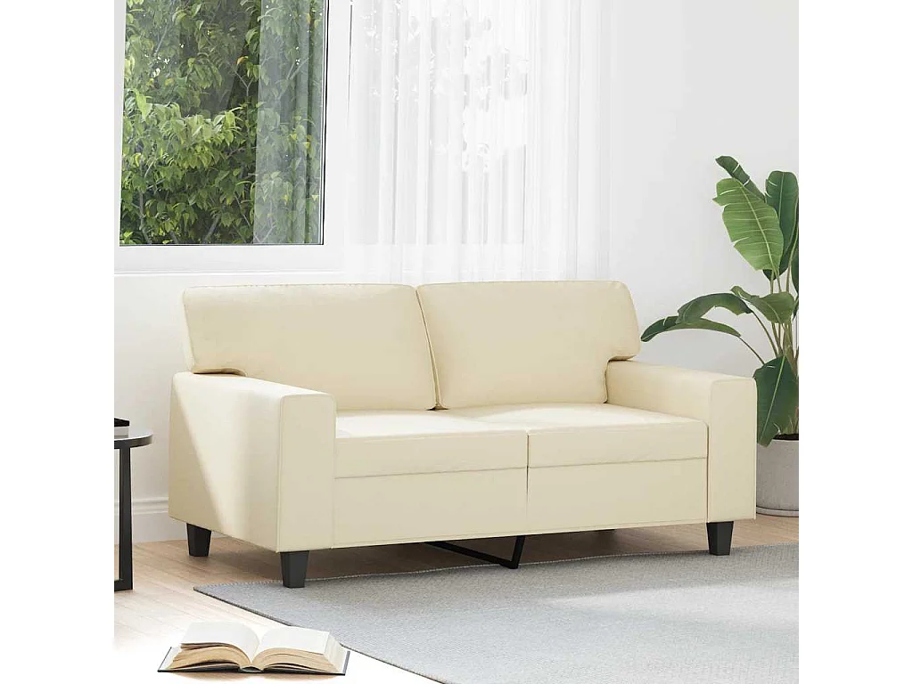 Tweezitsbank 120 cm kunstleer crèmekleurig