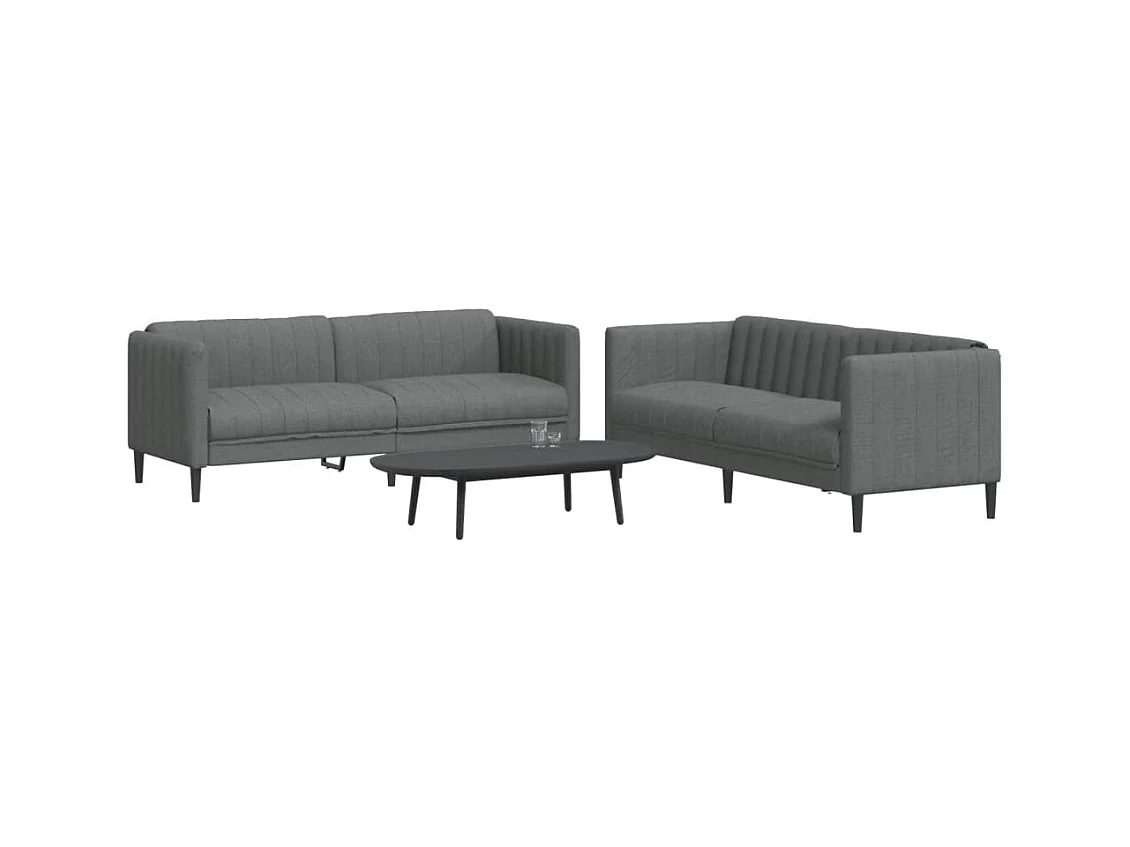 Ensemble de canapés 2 pcs gris foncé tissu