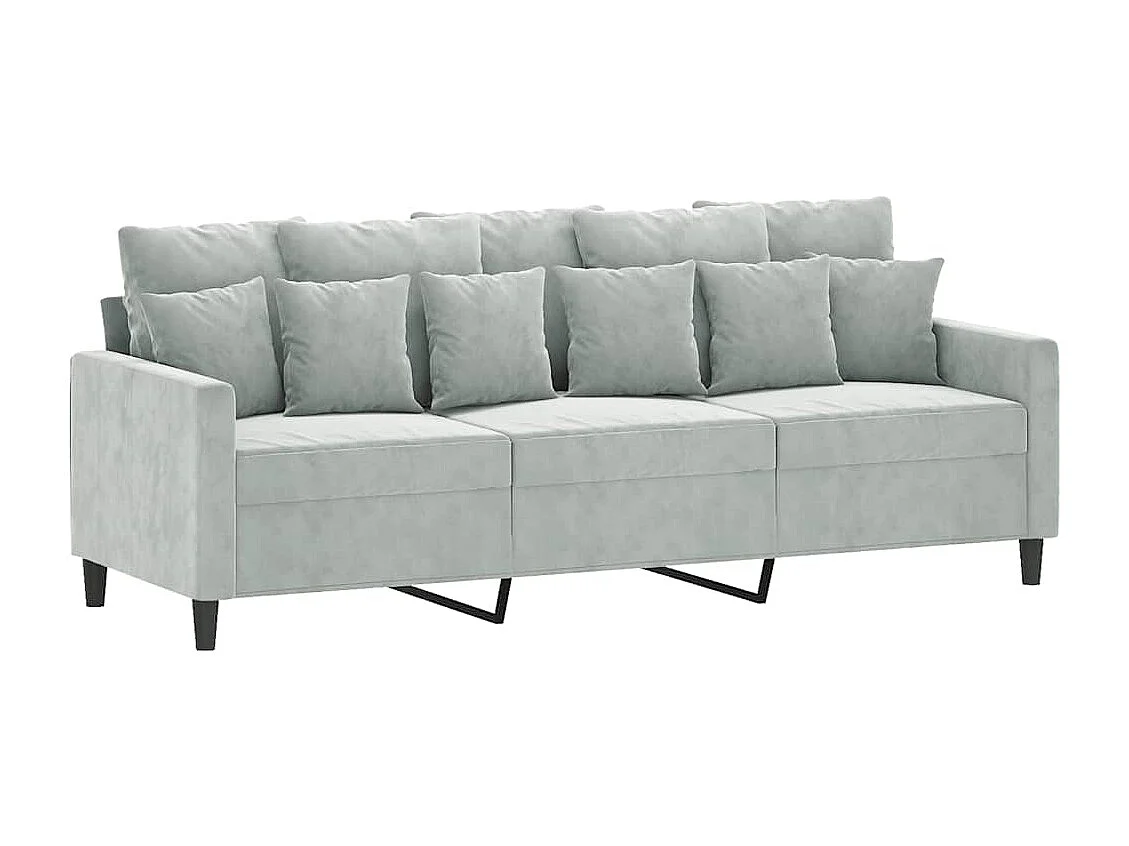Canapé à 3 places Gris clair 180 cm Velours