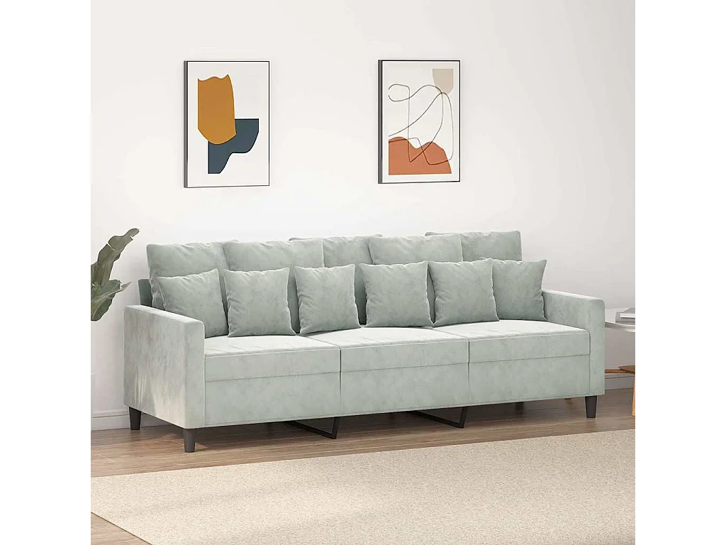 Canapé à 3 places Gris clair 180 cm Velours