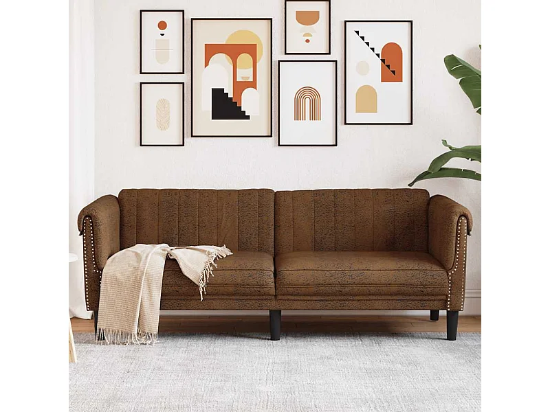 Canapé à 3 places marron similicuir daim