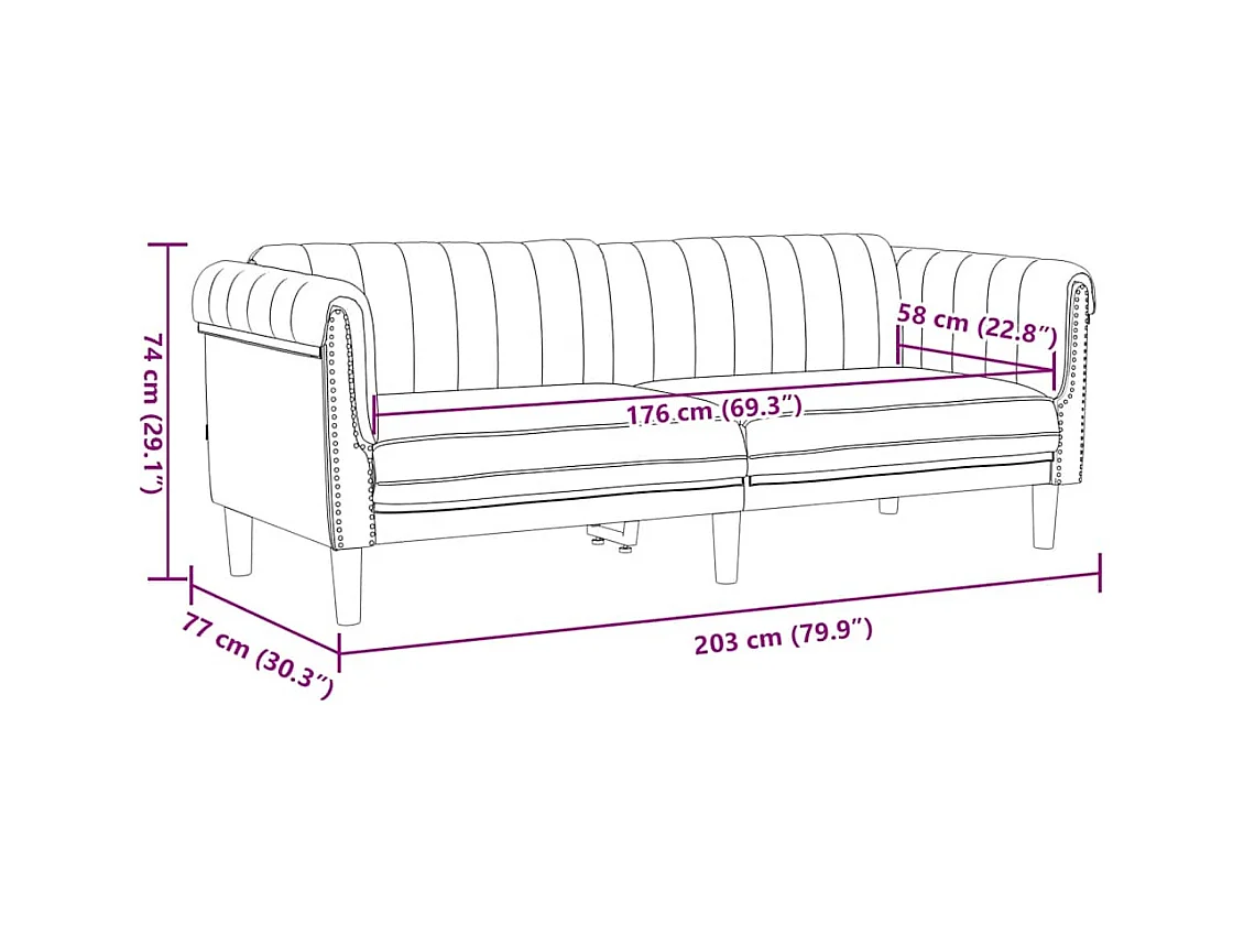 Driezitsbank kunstsuède bruin