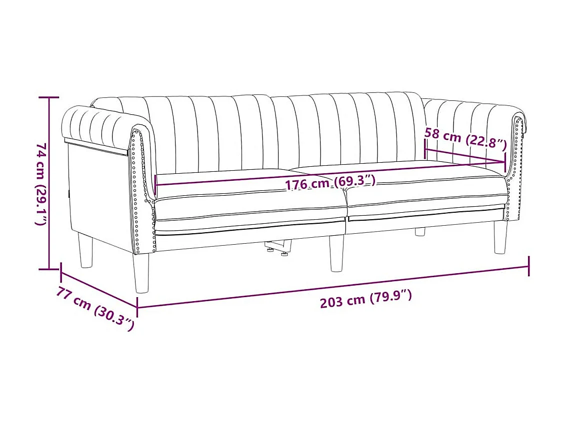 Canapé à 3 places marron similicuir daim