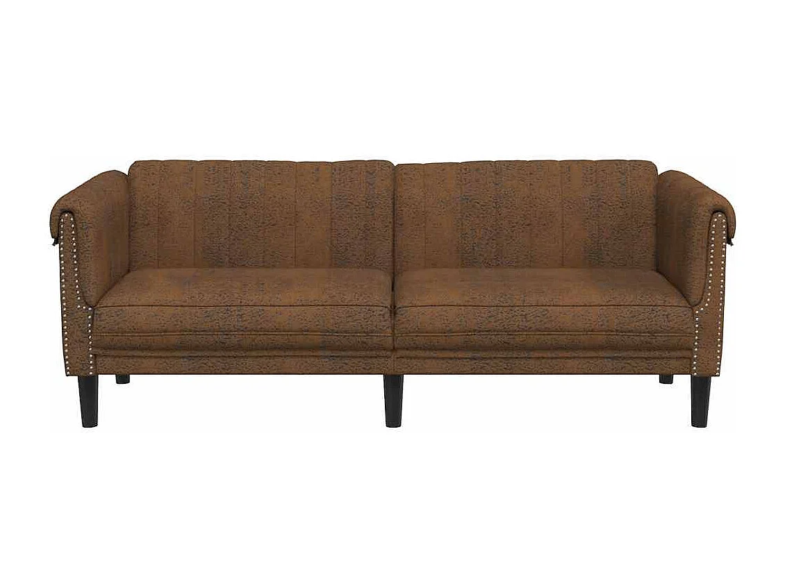 Canapé à 3 places marron similicuir daim