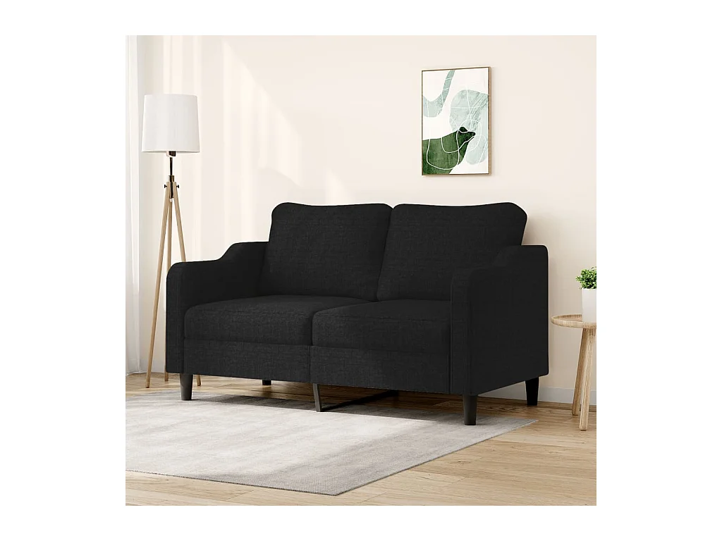 Canapé à 2 places Noir 140 cm Tissu