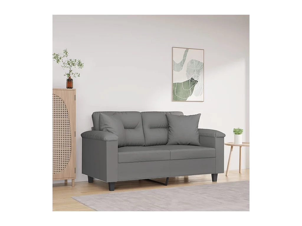 Canapé 2 places avec oreillers gris foncé 120 cm