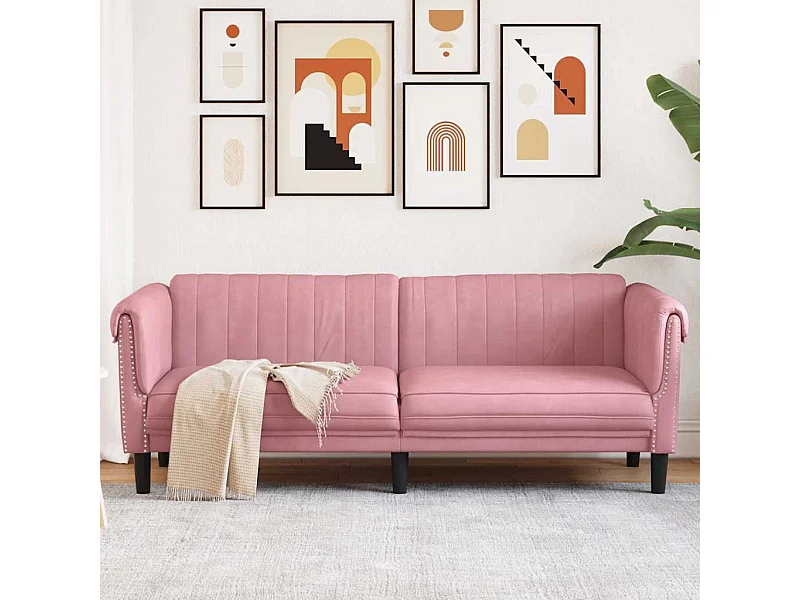 Sofa 3-Sitzer Rosa Samt