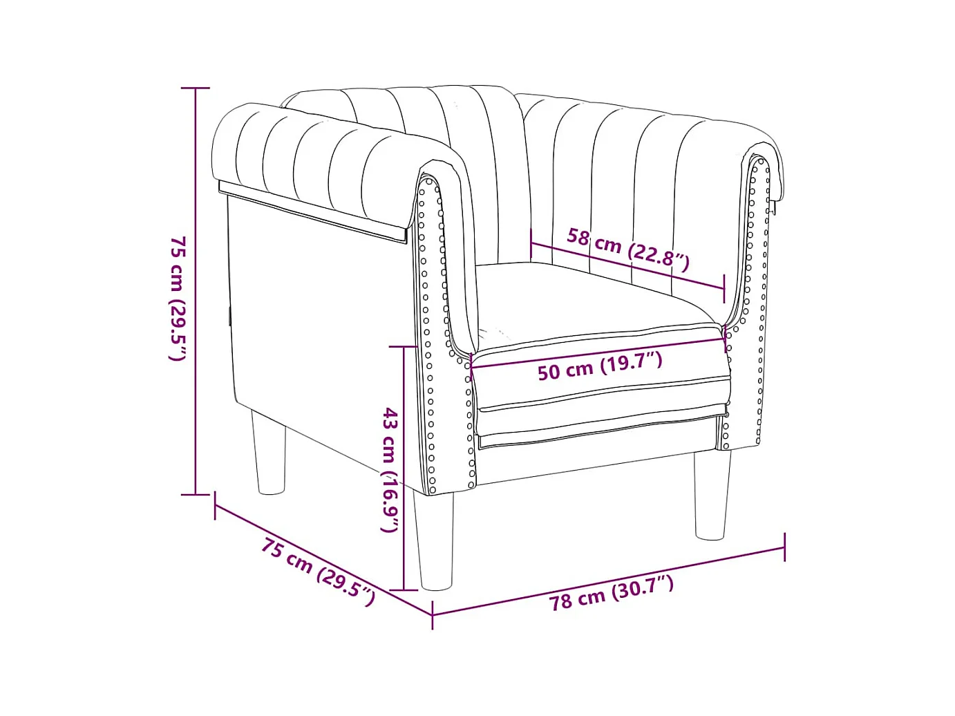 Fauteuil marron similicuir daim
