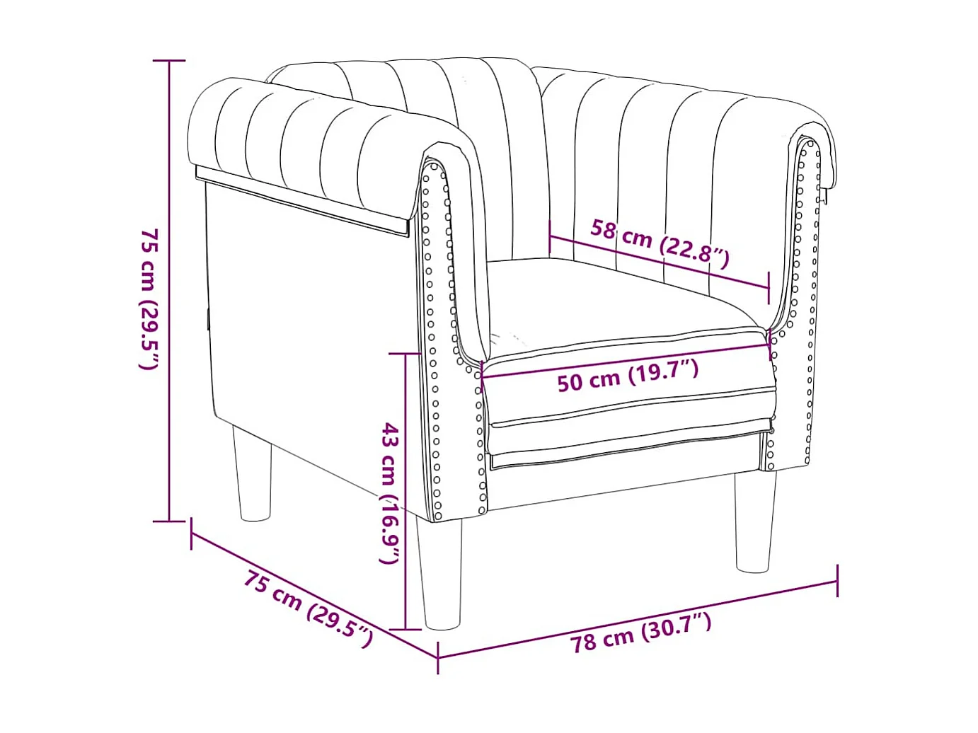 Fauteuil marron similicuir daim