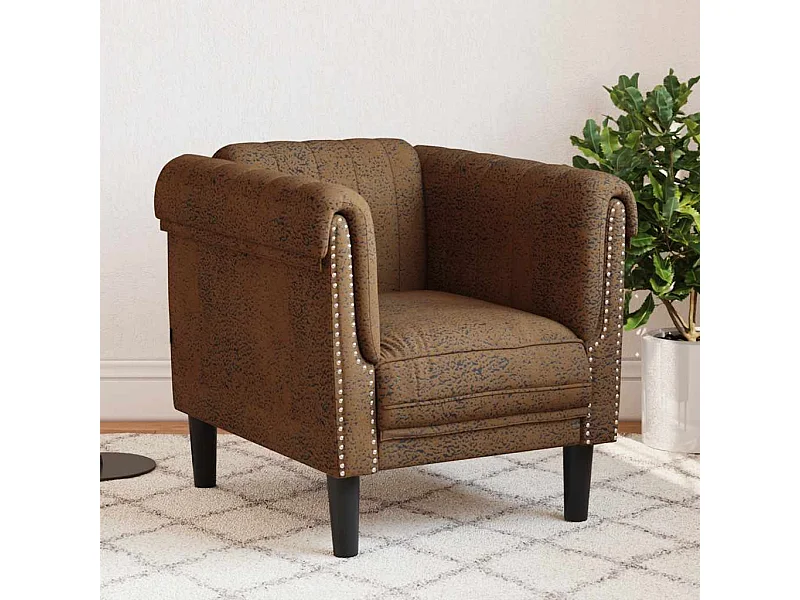 Fauteuil kunstsuède bruin