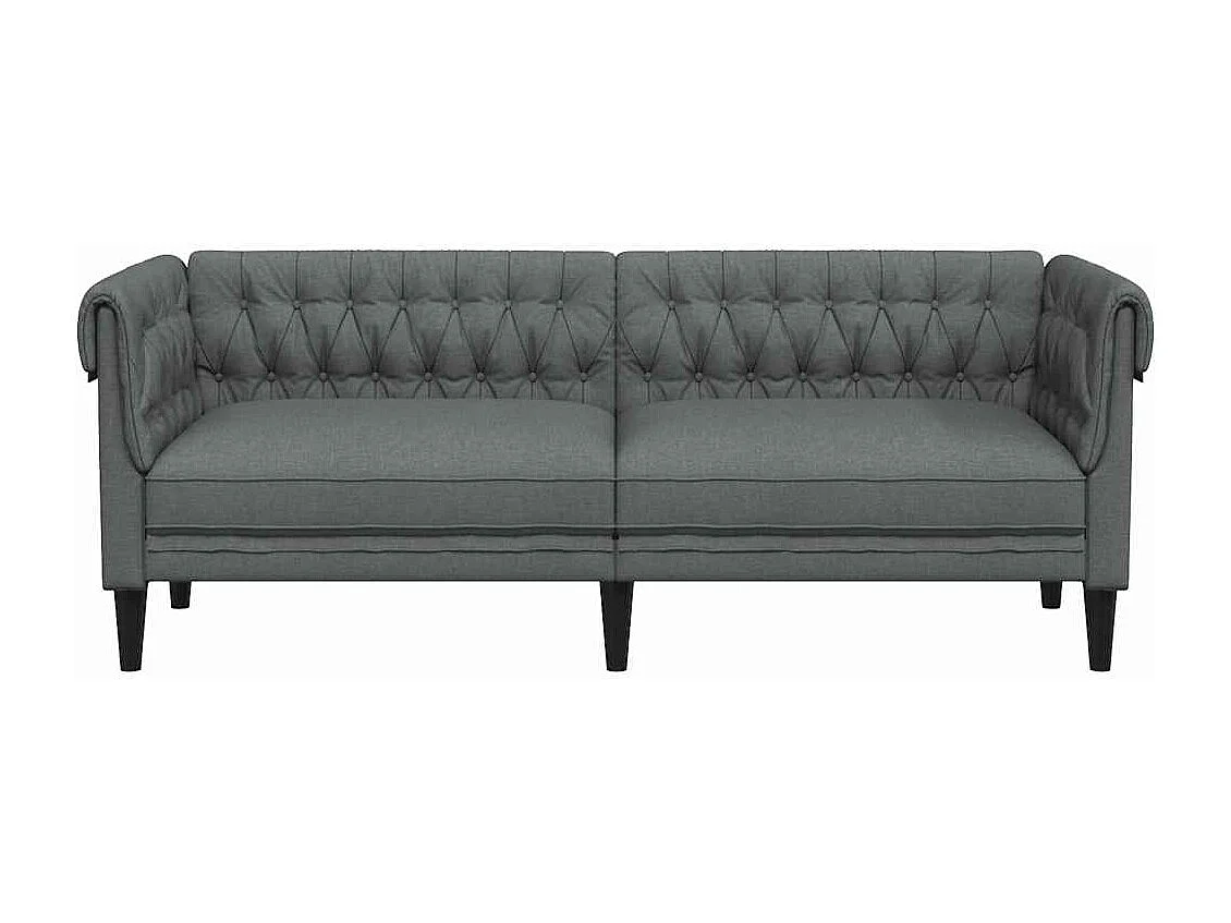 Divano Chesterfield a 3 Posti Grigio Scuro in Tessuto