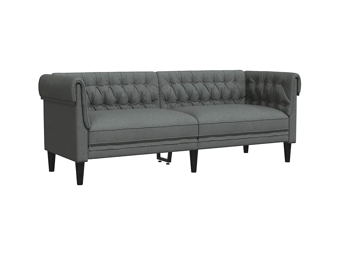 Driezitsbank Chesterfield-stijl stof donkergrijs