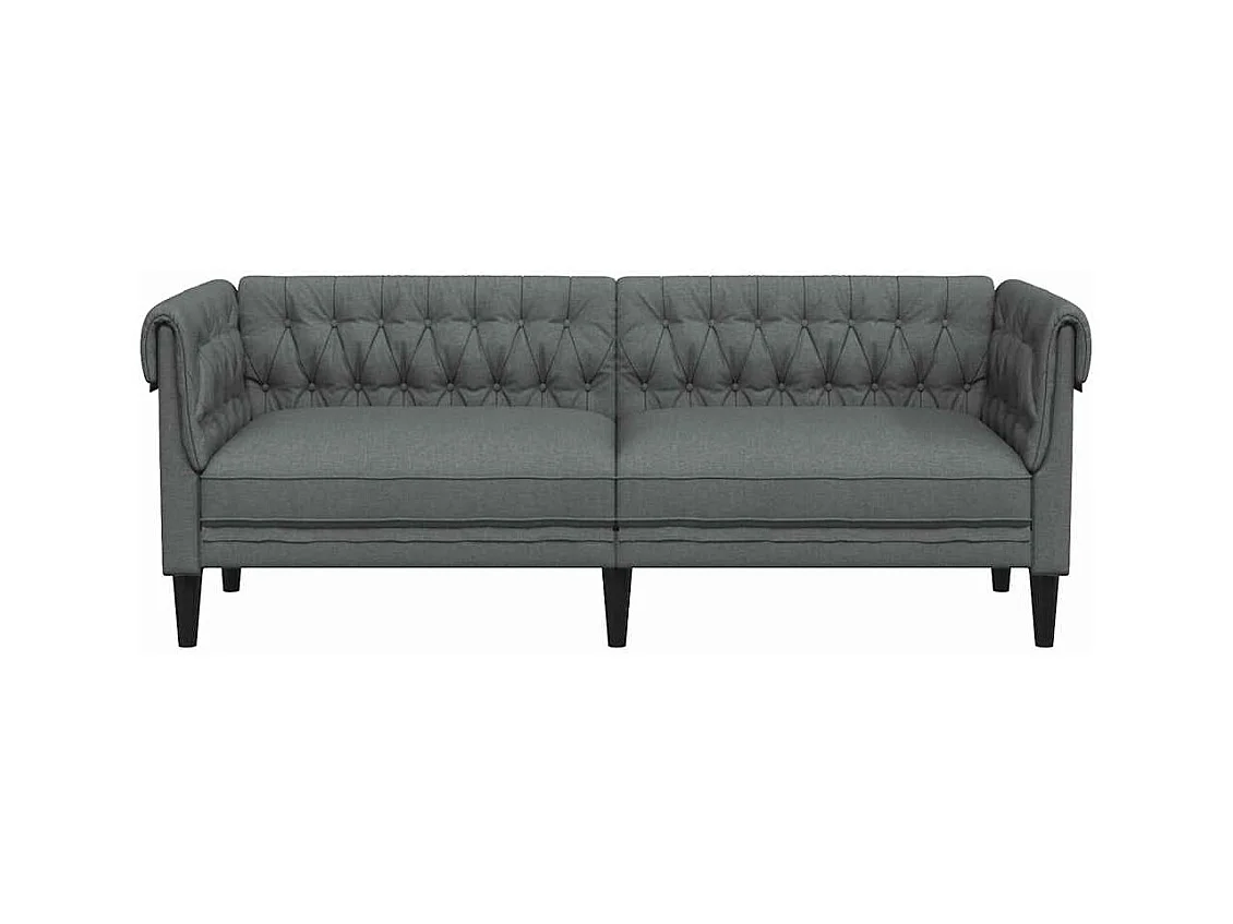 Driezitsbank Chesterfield-stijl stof donkergrijs