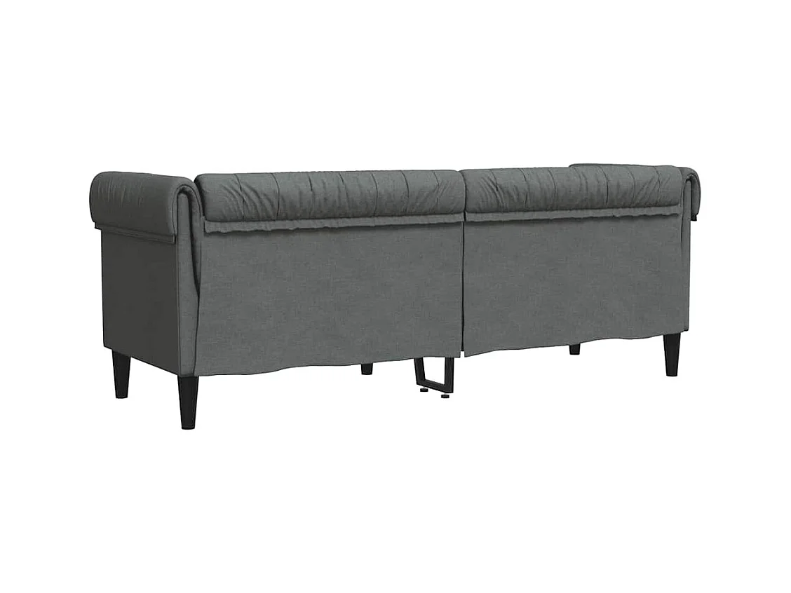 Driezitsbank Chesterfield-stijl stof donkergrijs