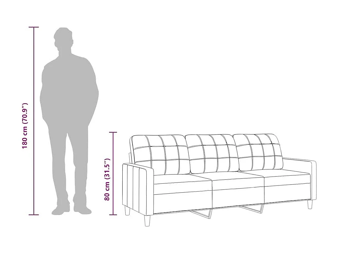 3-Sitzer-Sofa Weinrot 180 cm Stoff