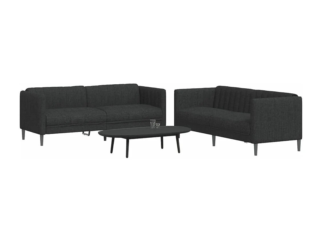 Ensemble de canapés 2 pcs noir tissu