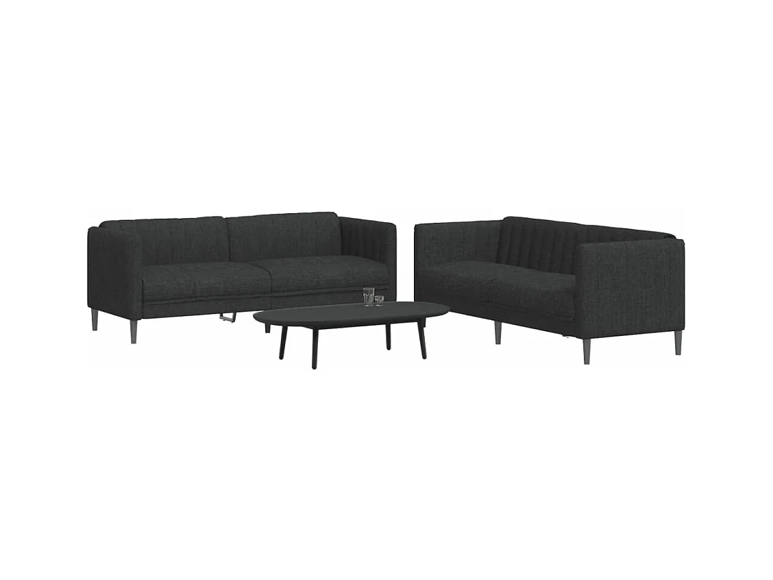 Ensemble de canapés 2 pcs noir tissu